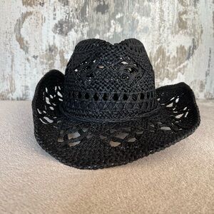 Chanel Joan Elkayam Handmade Black Straw Cowboy Hat